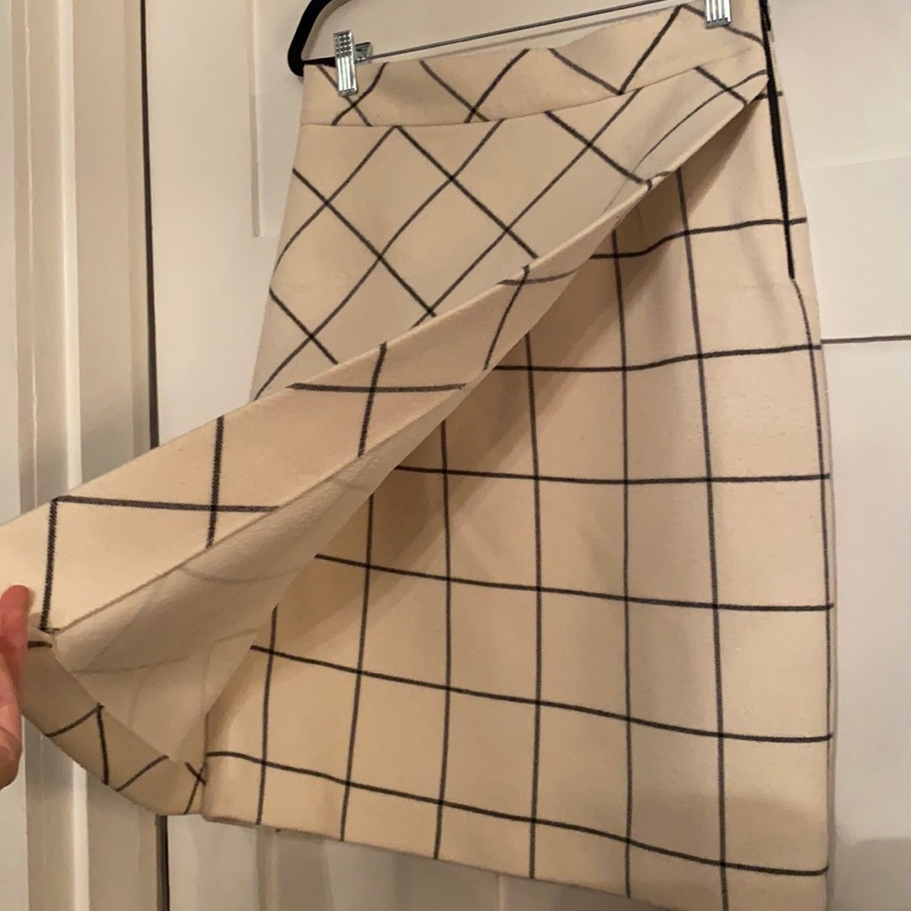 Zara Cream Grid Pattern Skirt - image 2